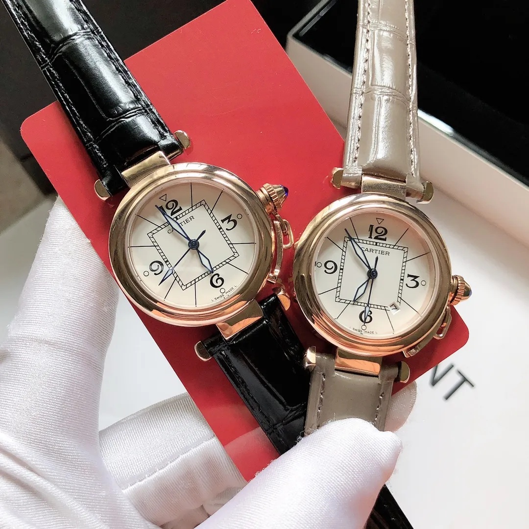 【Foreign trade import】💰960! Cartier's latest PASHADECARTIER Cartier 2021 #Pasha series watch, round within a square, 35mm watch, imported Swiss quartz movement, 316L stainless steel case, Italian calfskin strap, tempered steel blue hands, size 35mm