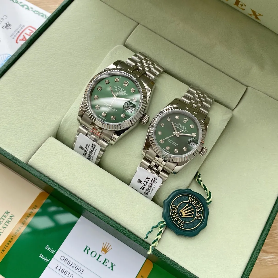 【Foreign Trade Import】💰2400 each! Rolex - ROLEX Diary new color couple mechanical watch Swiss 2836 mechanical movement sapphire glass mirror 316L stainless steel case solid core 5-bead steel belt male 36mm 13mm female 31mm 13mm