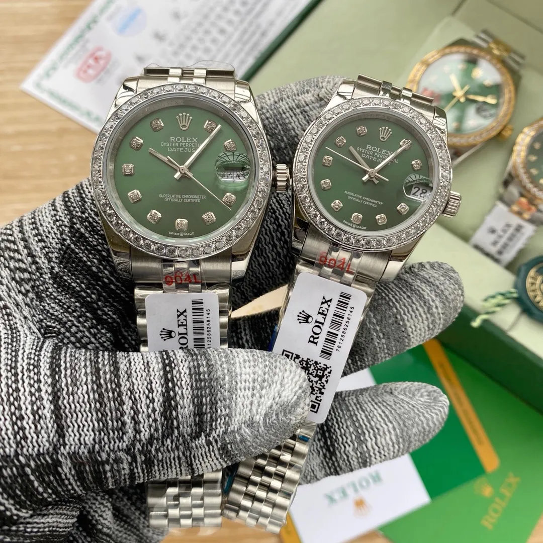 【Foreign Trade Import】💰2400 each! Rolex - ROLEX Diary new color couple mechanical watch Swiss 2836 mechanical movement sapphire glass mirror 316L stainless steel diamond case solid core 5-bead steel belt male 36mm 13mm female 31mm 13mm
