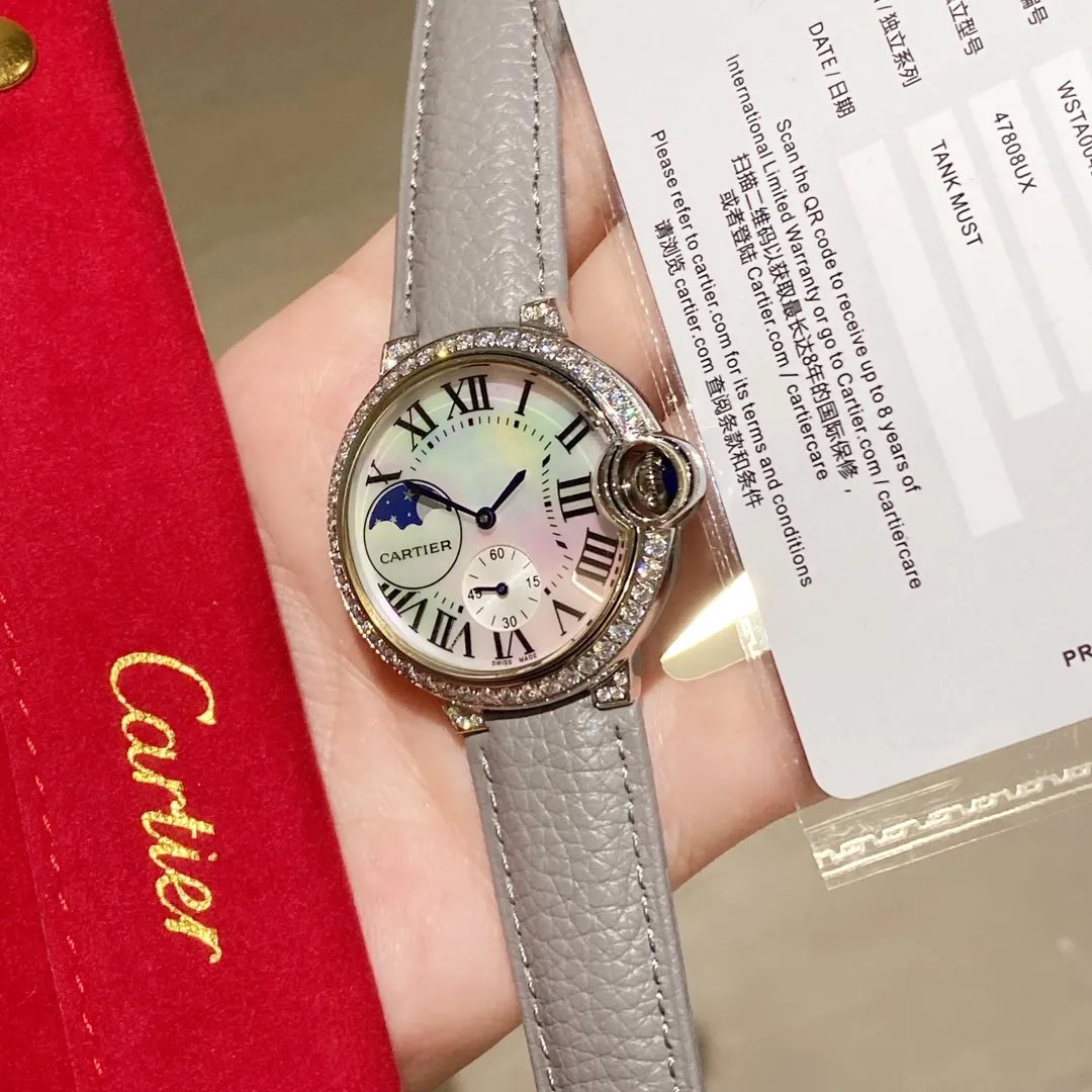 【Foreign trade import】💰960! Cartier women's blue balloon luxury series, quartz watches are shipped in the same color [color], the sun, moon and stars are displayed in a large frame, the starry sky is running, time flows, special cutting diamonds 💎 inlaid ring, personality, perfect, equipped with original imported quartz movement, precise travel time, Cartier original snap buckle, diameter 36mm, thickness 8mm "Please pay attention to the exclusive background for detailed shooting"