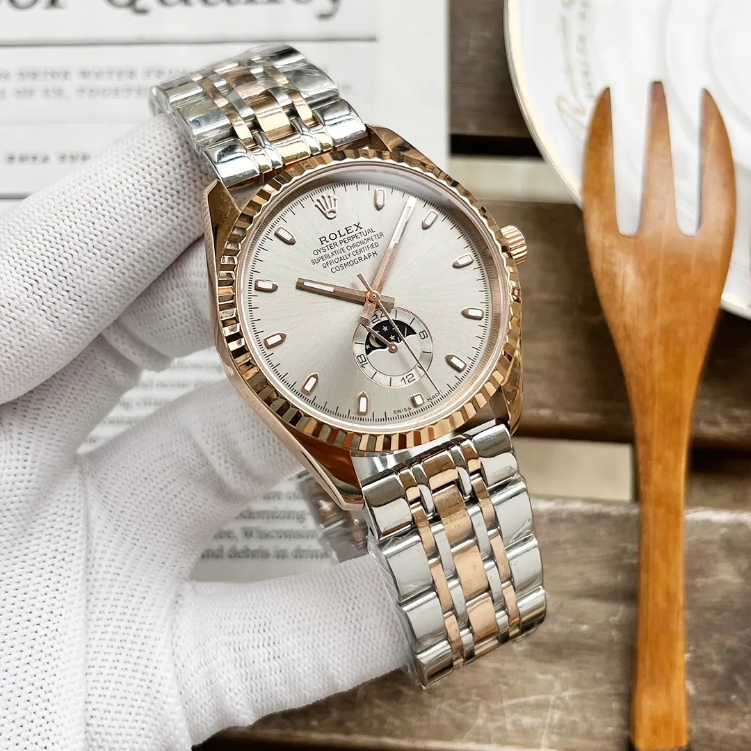 【High-end replica】💰1440! Rolex's premium men's watch, with three and a half hands equipped with moon phase design, is exquisite in craftsmanship, original, noble and gentlemanly. Using fully automatic imported Citizen 3735 mechanical movement, top-grade 316 stainless steel case, super mirror, size 42×12