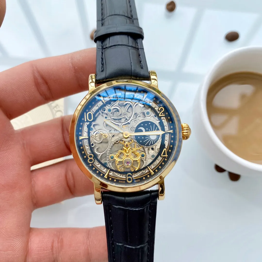 【Foreign Trade Import】💰1440! Rolex (extremely noble and wise work) [Skeletonized design] 🔥Type: Exquisite men's watch (more excellent) 🔥Strap: Genuine leather strap (more durable) for real men 🔥Movement: super top mechanical movement (more stable) Perpetual and permanent 🔥Material: mineral super strong mirror (more wear-resistant) Smart style, strong sense of thickness, special design, return with honor Size: 43mm in diameter, 12mm thick, smart launch! Welcome to reprint!